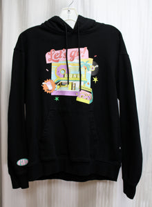 BTS x Fila - Dynamite Collection, Let's Go Donut - Black Hooded Loose Fit Sweatshirt - Size S