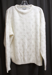 Vintage 80's/90's- Area by Tag - White Basket Weave  Pullover Sweater - Size L