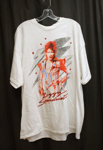 David Bowie (Official) - Red Glitter Ziggy Stardust White T-Shirt - Size: Choose L or 2XL (w/ Tag)