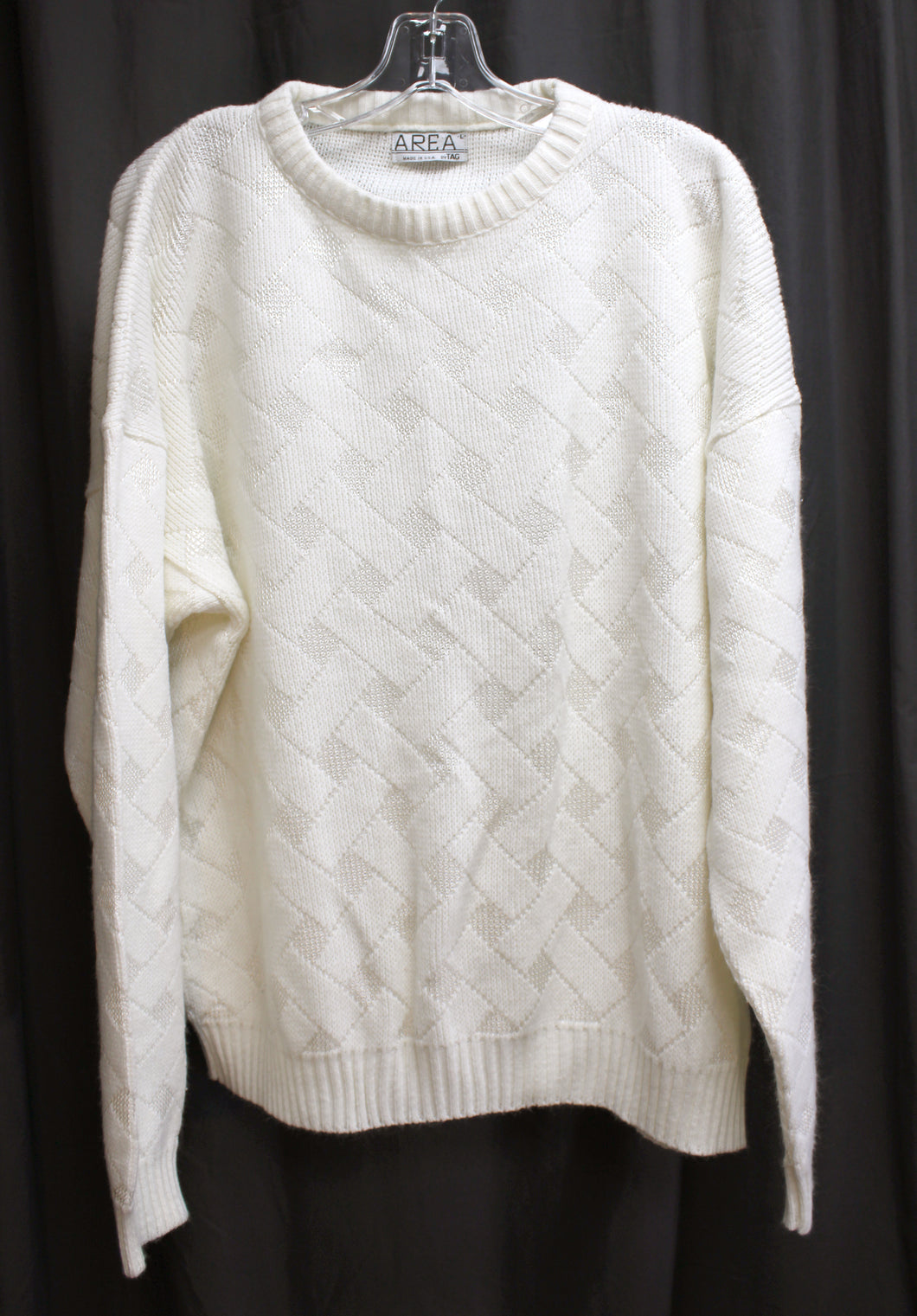 Vintage 80's/90's- Area by Tag - White Basket Weave  Pullover Sweater - Size L