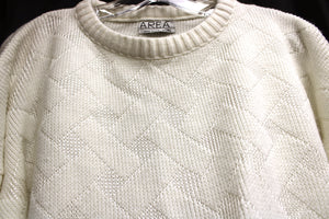 Vintage 80's/90's- Area by Tag - White Basket Weave  Pullover Sweater - Size L