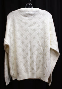 Vintage 80's/90's- Area by Tag - White Basket Weave  Pullover Sweater - Size L