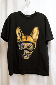 War Dog NYC - Black w/ Velvet Applique & 3D Goggles Dog Shirt - Size M