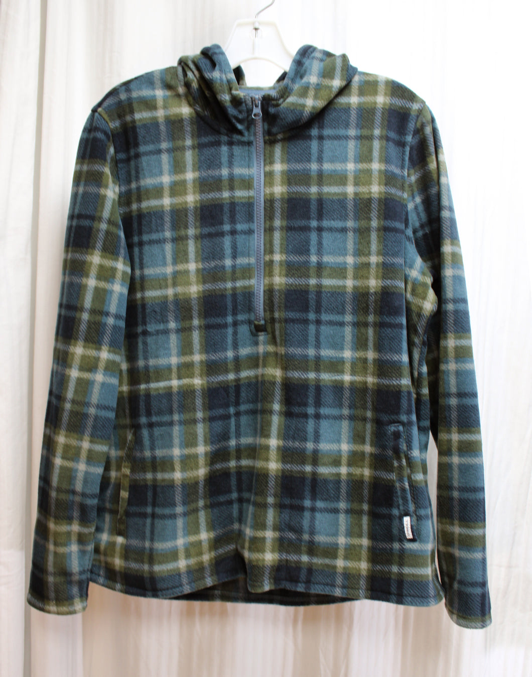 O'Neil (Surf) - Blue, Green Plaid - 1/2 Zip Front Pullover Hoodie - Size M