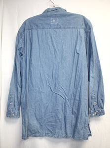 Vintage Northern Reflections- Blue Chambray Delicate Floral Embroidered Cottage Core Button Up- Size M (runs large)