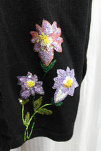 Load image into Gallery viewer, Storybook Knits- 2 PC Twin Set, Black w/ Sequin, Beading &amp; Embroidered Flowers- Size 1X