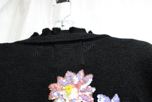 Load image into Gallery viewer, Storybook Knits- 2 PC Twin Set, Black w/ Sequin, Beading &amp; Embroidered Flowers- Size 1X