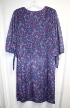 Load image into Gallery viewer, Vintage- MCS Ltd New York- - Accordion Pleat Purples &amp; Blues Marble Print Open Side Layer over Straight Dress (See Measurements)