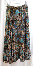 Load image into Gallery viewer, Metro Wear - Blue &amp; Browns Paisley Asymmetric Full Maxi Skirt - Size XL