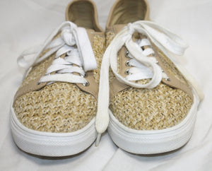 Tahari -"Gene" Tan Woven Sneaker Size 7.5