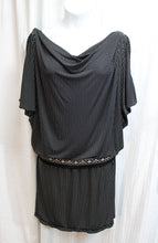 Load image into Gallery viewer, Max Studio - Black &amp; White Polka Dot Short Split Sleeve Drop Waist Short Dress- Size L