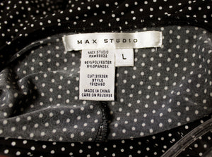 Max Studio - Black & White Polka Dot Short Split Sleeve Drop Waist Short Dress- Size L