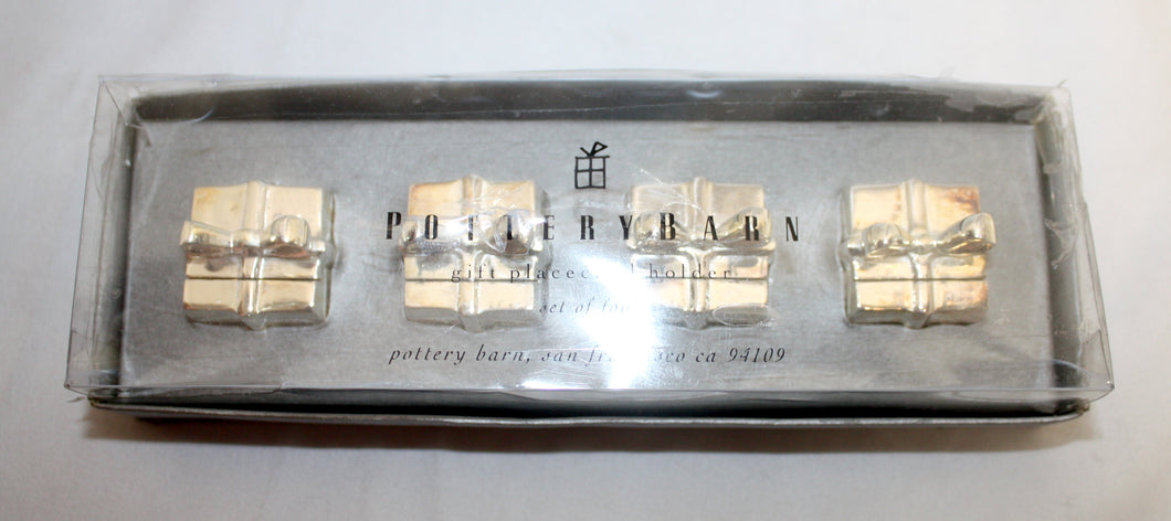 Set of 4 - Silver Metal Present Placecard Holders - Pottery Barn, San Francisco Store