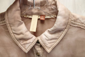 Pilcro (Anthropologie) -  Dusty Pink Tiered Cargo Button Front Shirt Dress w/ Pockets (or wear as duster jacket) - Size XS